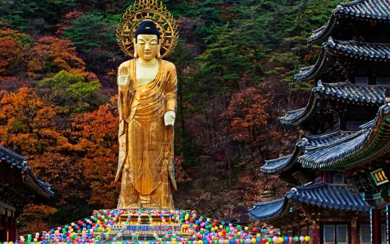 Tượng Phật Di-lặc bằng đồng mạ vàng khổng lồ (Geumdongmireukdaebul) tại chùa Beopjusa. Tượng Phật Di-lặc bằng đồng mạ vàng khổng lồ (Geumdongmireukdaebul) tại chùa Beopjusa
